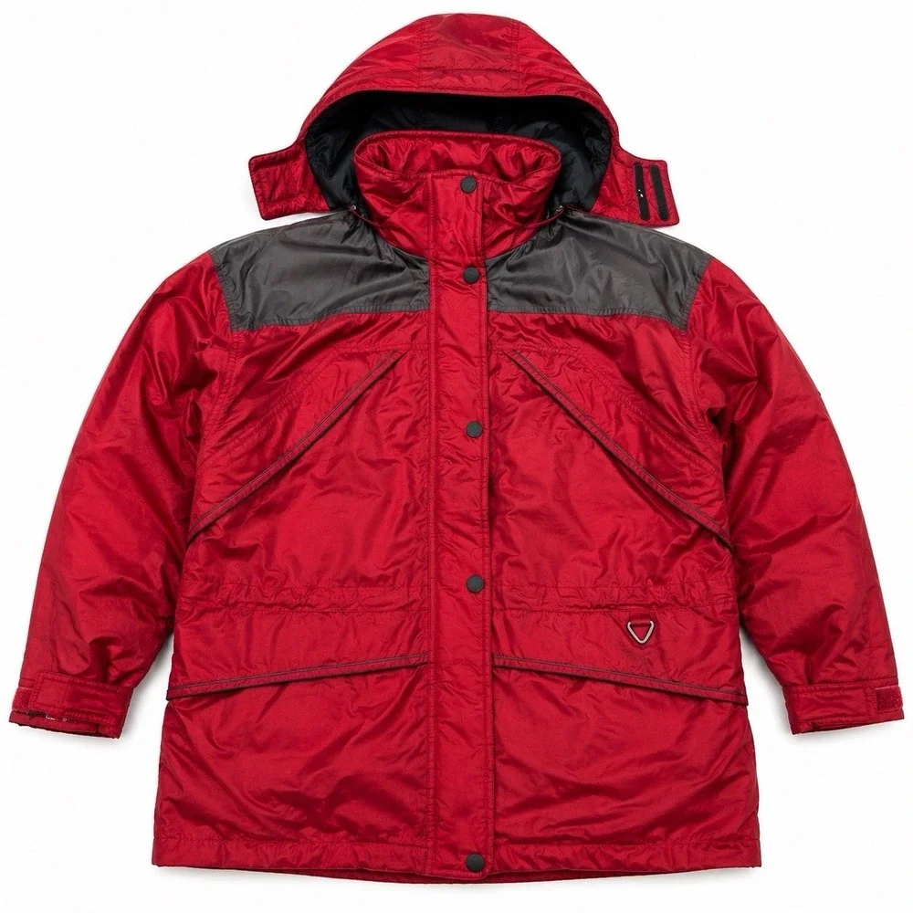 Cabela's Large Waterproof Hooded 3-in-1 Parka Jacket Red Fleece Lined Coat